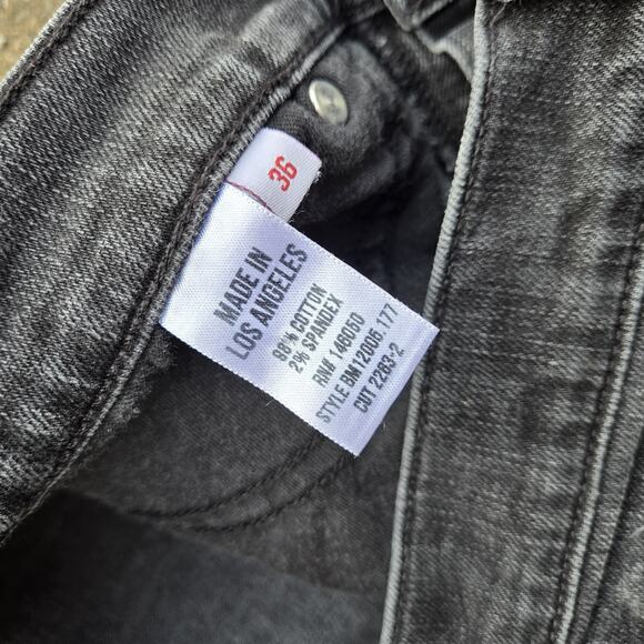 Buck Mason USA Standard Fit Jeans Sz 36x 32.5 Black Denim Button Fly - Picture 12 of 12